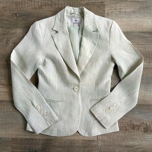 H&M 100% Linen, One Button Mint Green Blazer (size 4)
